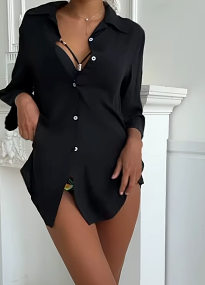 140 туника пляжная женская рубашка черный