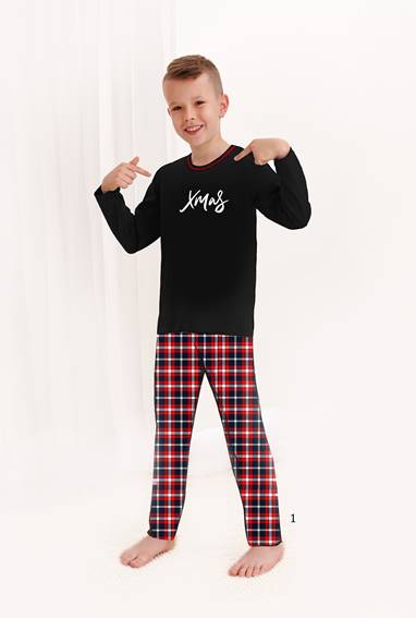 TARO_О/ЗМ21-22_2727 CLAUS пижама для мальчиков подростковая Новый год 122-140 цвет 1 (черный)