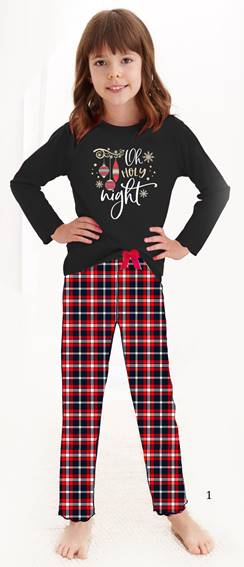 TARO_О/ЗМ21-22_2721 SANTA пижама для девочек Новй год 92-116 цвет 1 (черный)